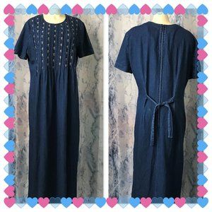 Vintage Olivia Rose modest embroidered 100% Cotton dress